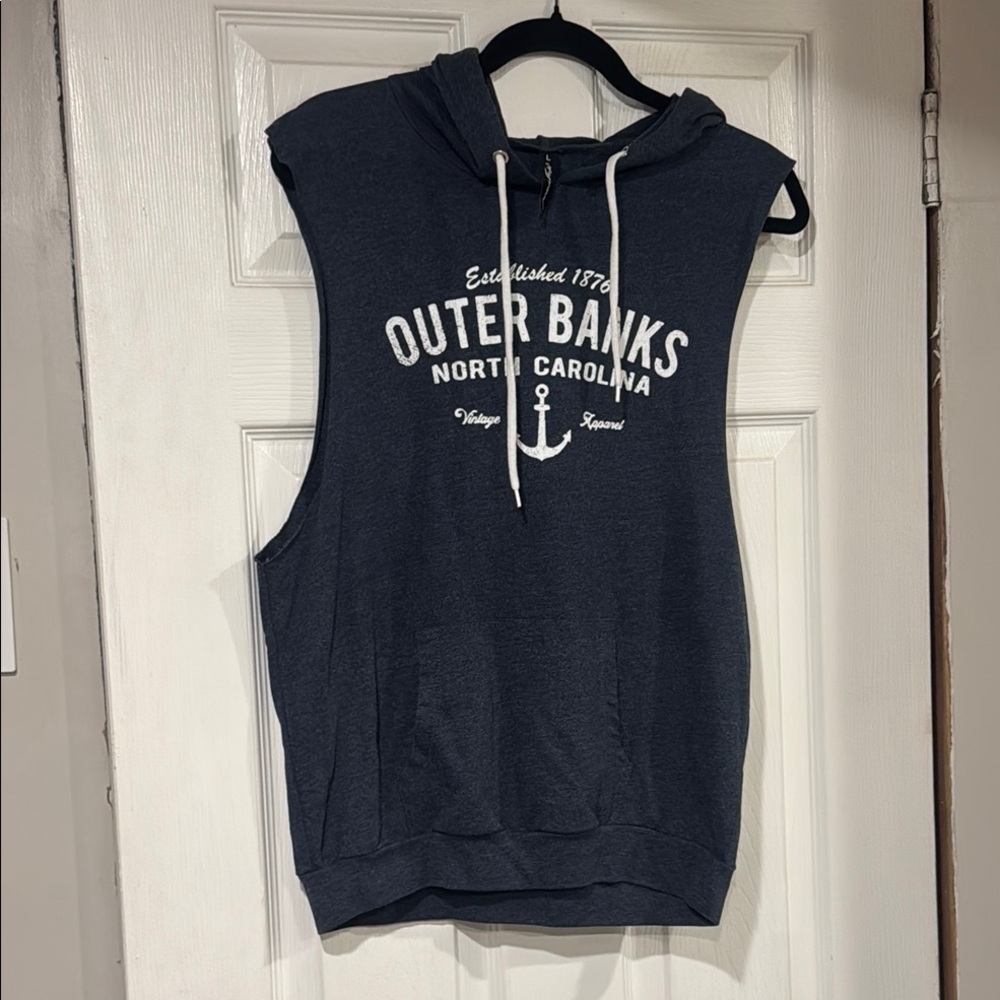 Blue and White Outer Banks Tank Top Hoodie